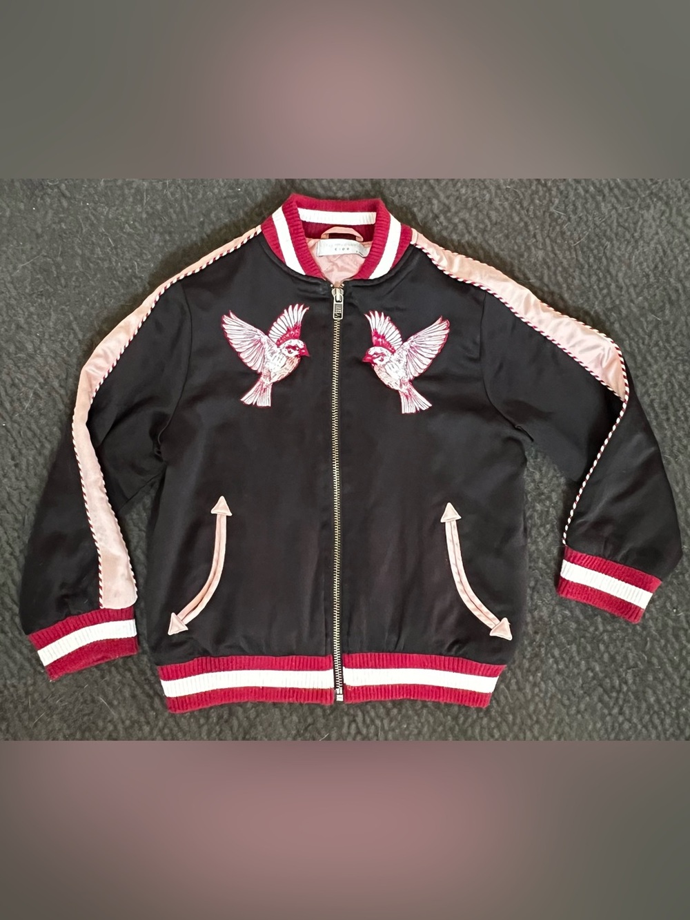 Stella McCartney Girls Black and Pink 'Willow' Bomber Jacket